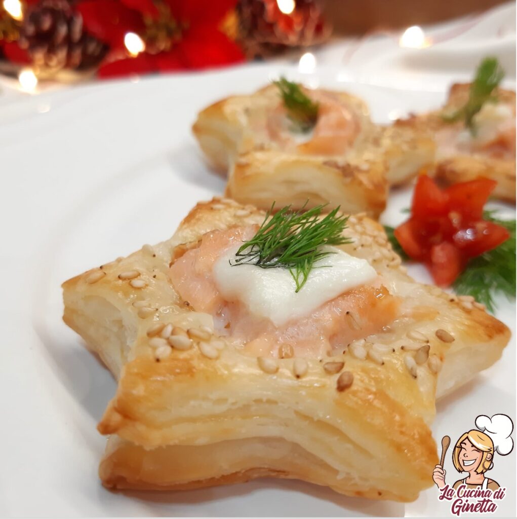 Stelle di sfoglia salmone e bufalina