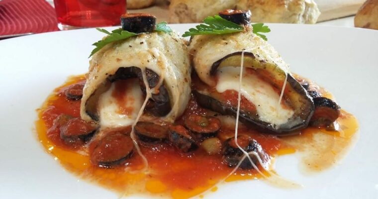 INVOLTINI DI SPIGOLA MELANZANE MOZZARELLA E OLIVE