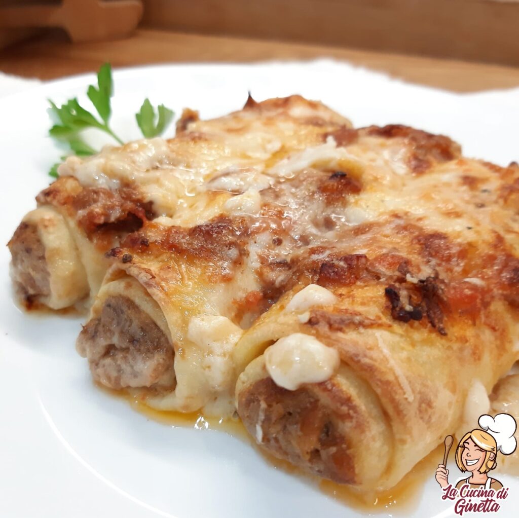 cannelloni di crepes con ripieno di carne