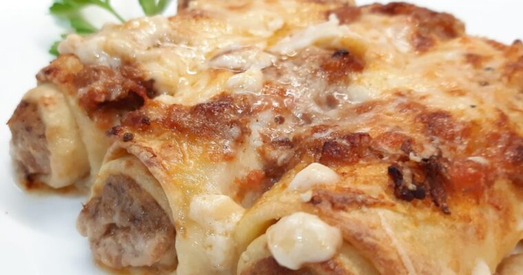 CANNELLONI DI CREPES CON RIPENO DI CARNE