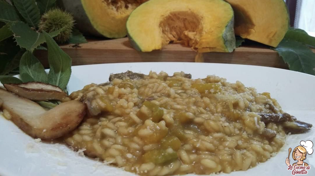 Risotto con la zucca e funghi porcini