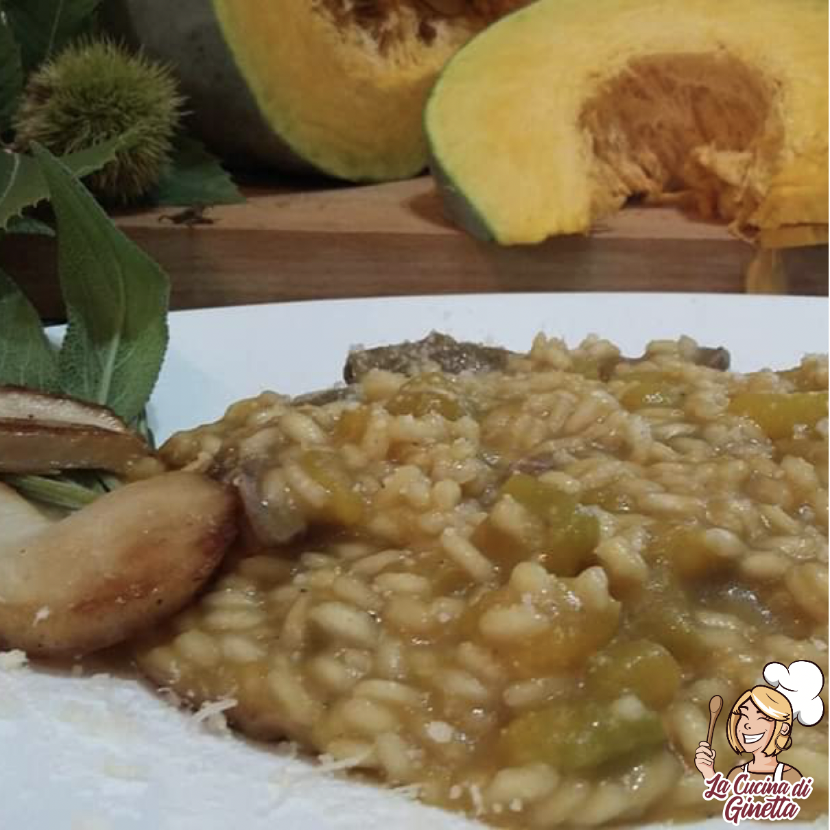 Risotto con la zucca e funghi porcini