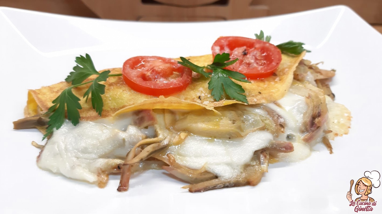 omelette con carciofi e formaggio filante