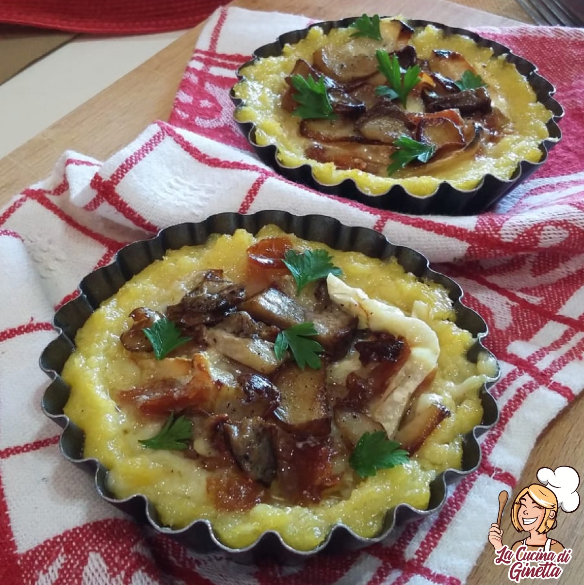 tortine di polenta con funghi porcini