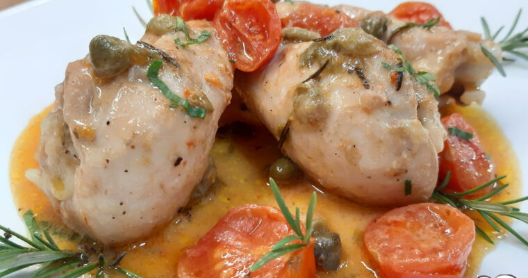 POLLO CON POMODORINI CAPPERI E ROSMARINO