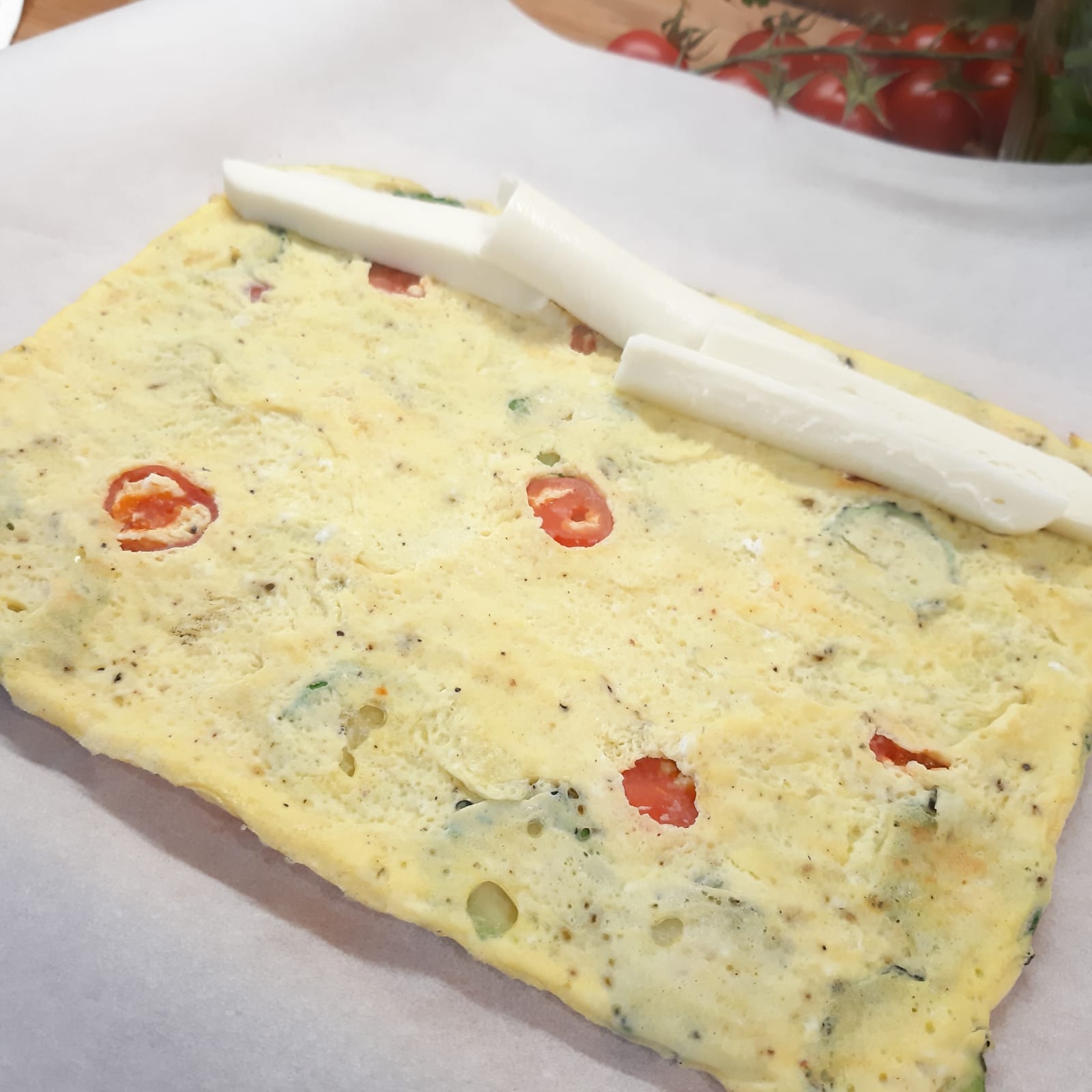 girelle di frittata mosaico con formaggio