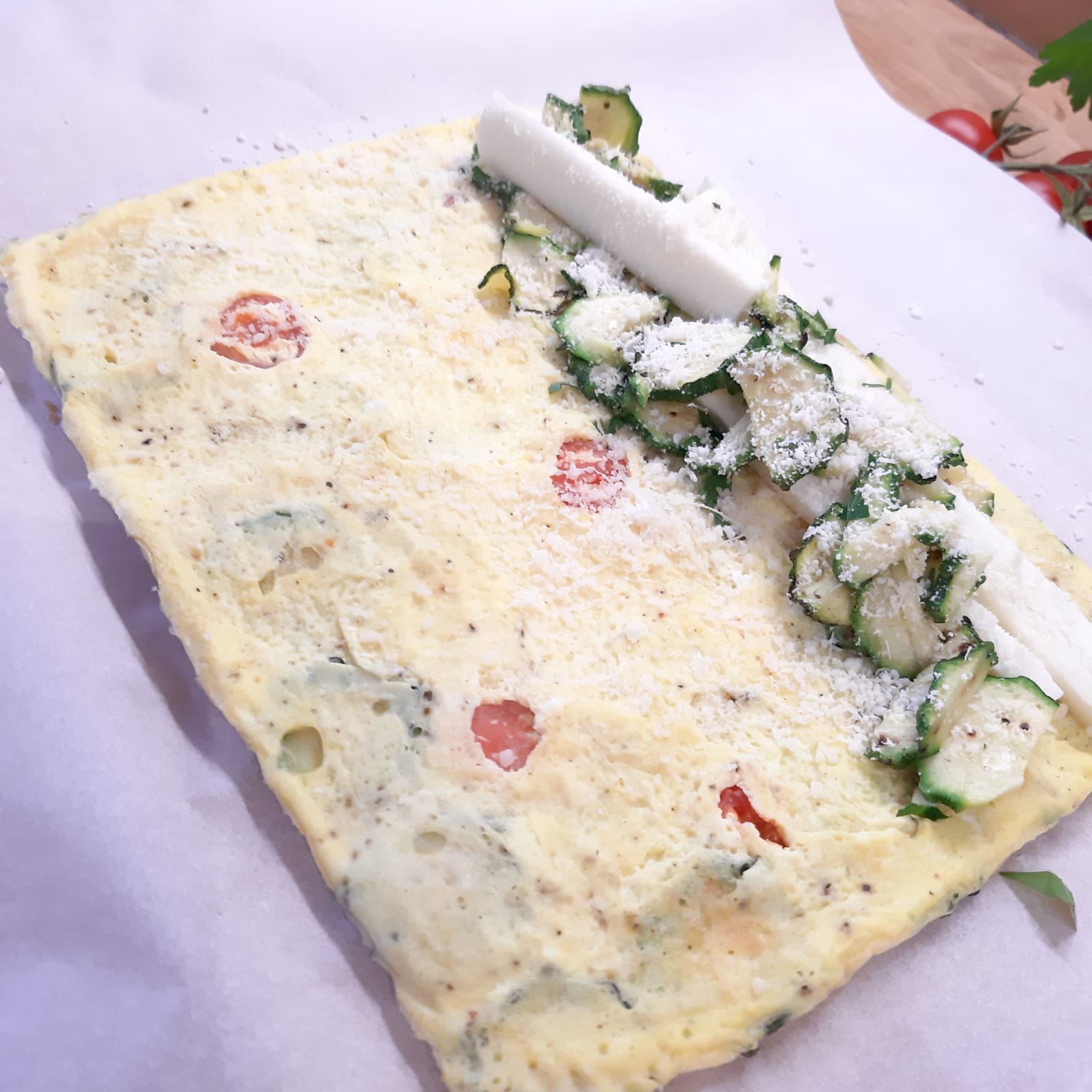 girelle di frittata mosaico con formaggio