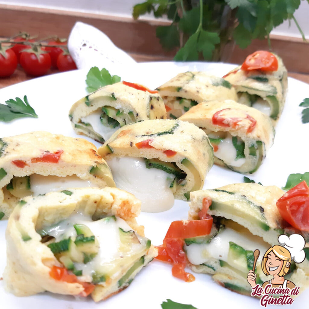 girelle di frittata mosaico con formaggio