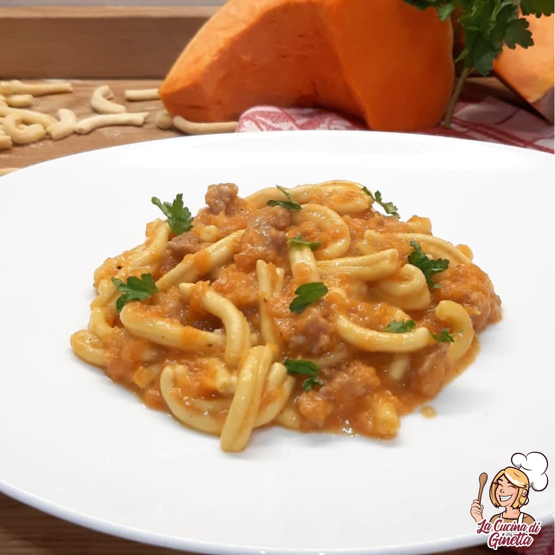 casarecce con zucca salsiccia e montasio