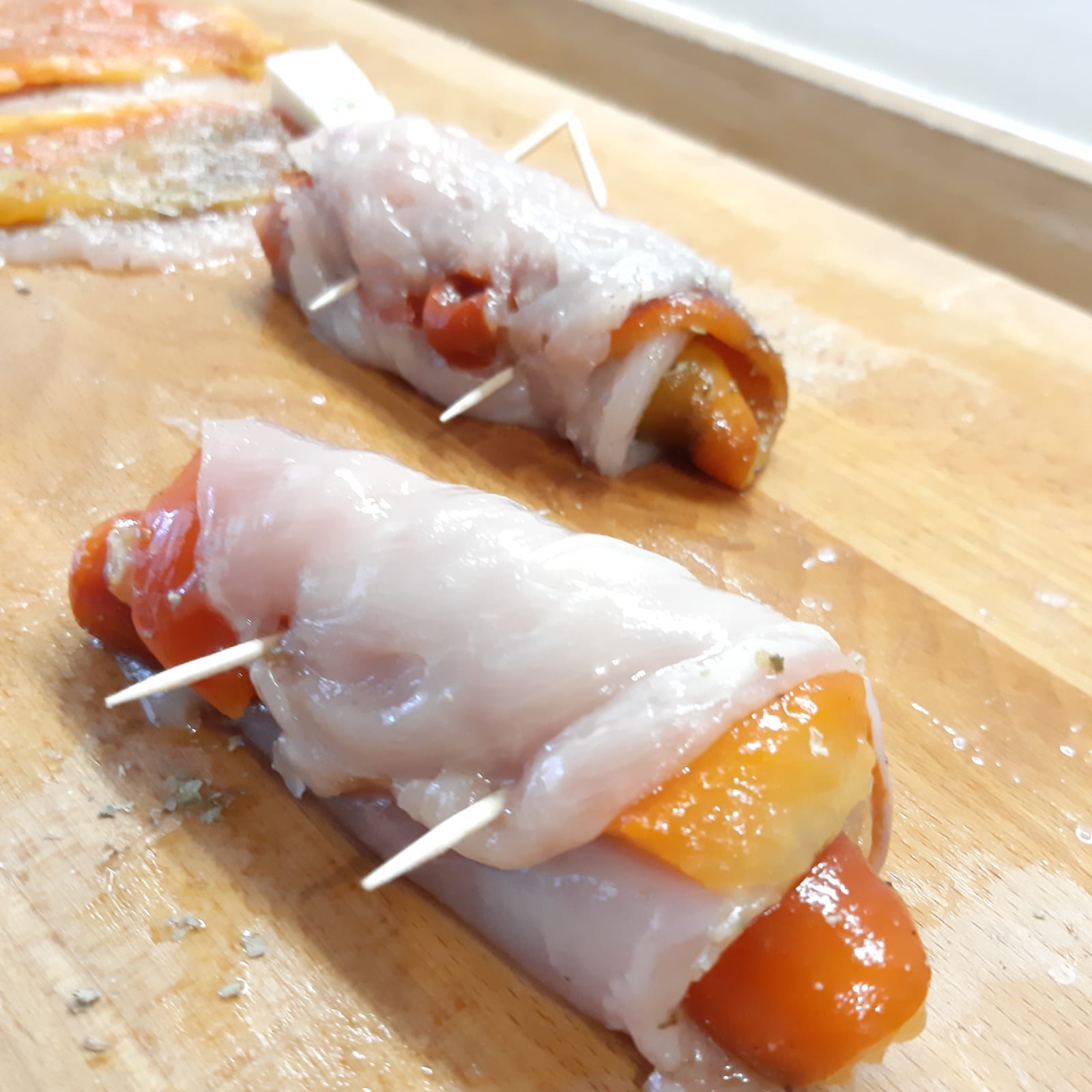 involtini di pollo con peperoni e scamorza