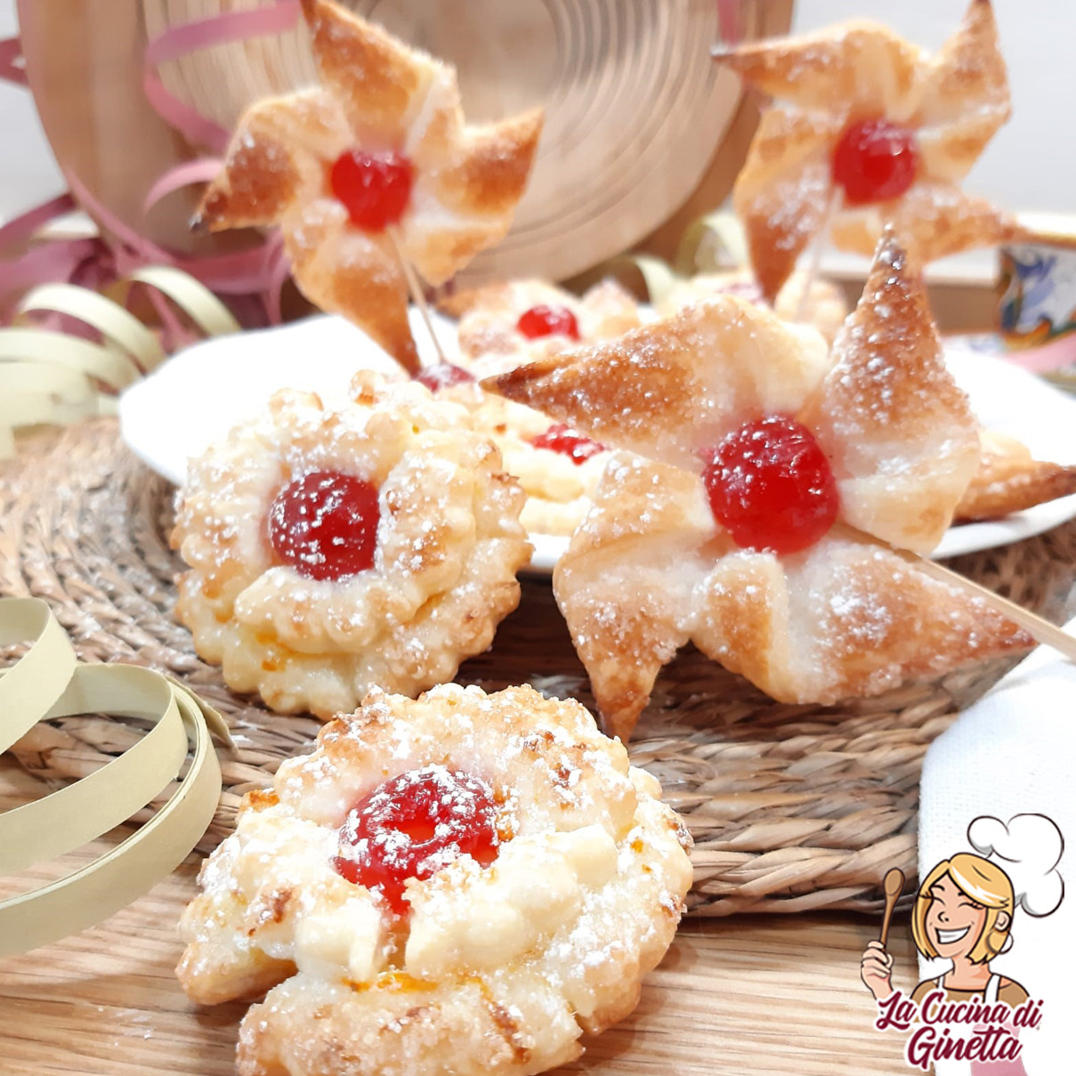 girandole e fiori di pasta sfoglia