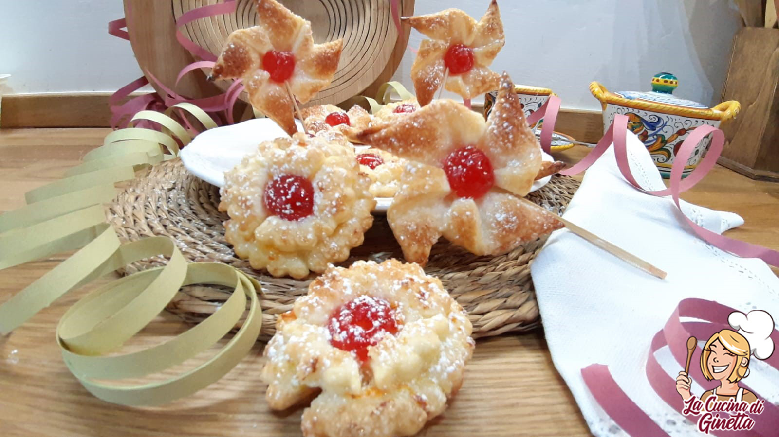 girandole e fiori di pasta sfoglia