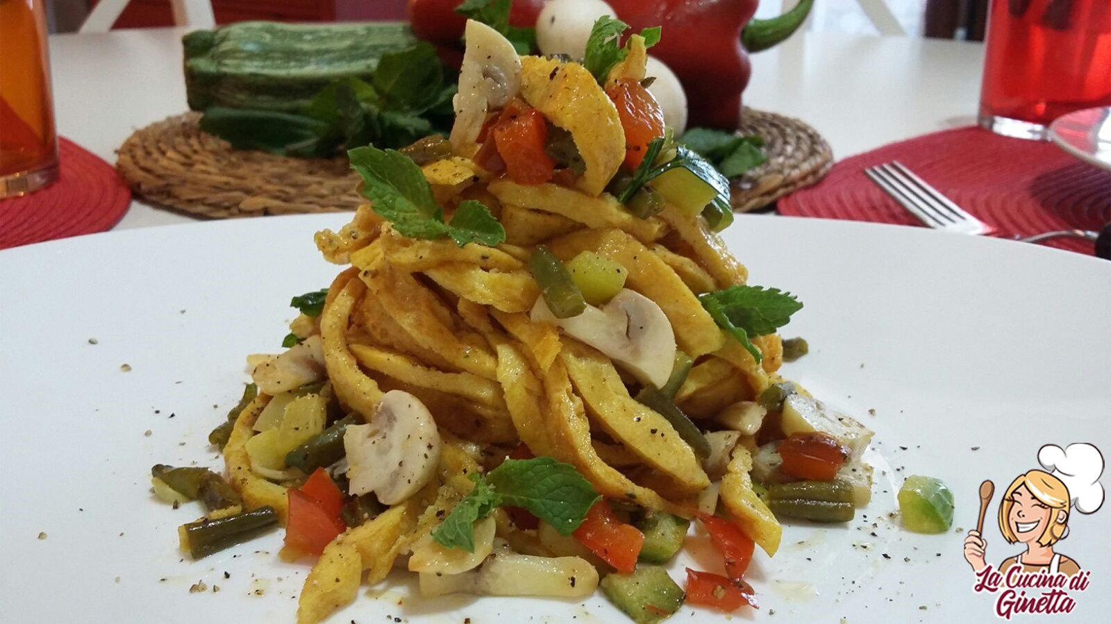 tagliatelle di frittata alle verdure