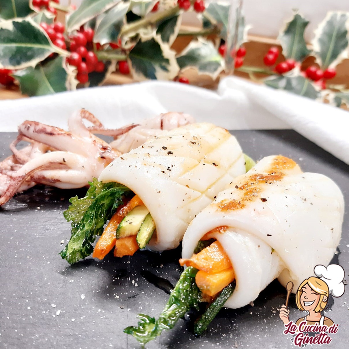 involtini di calamari con verdure croccanti