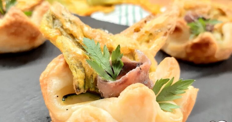 CESTINI DI SFOGLIA CON ZUCCHINE E FIORI DI ZUCCA