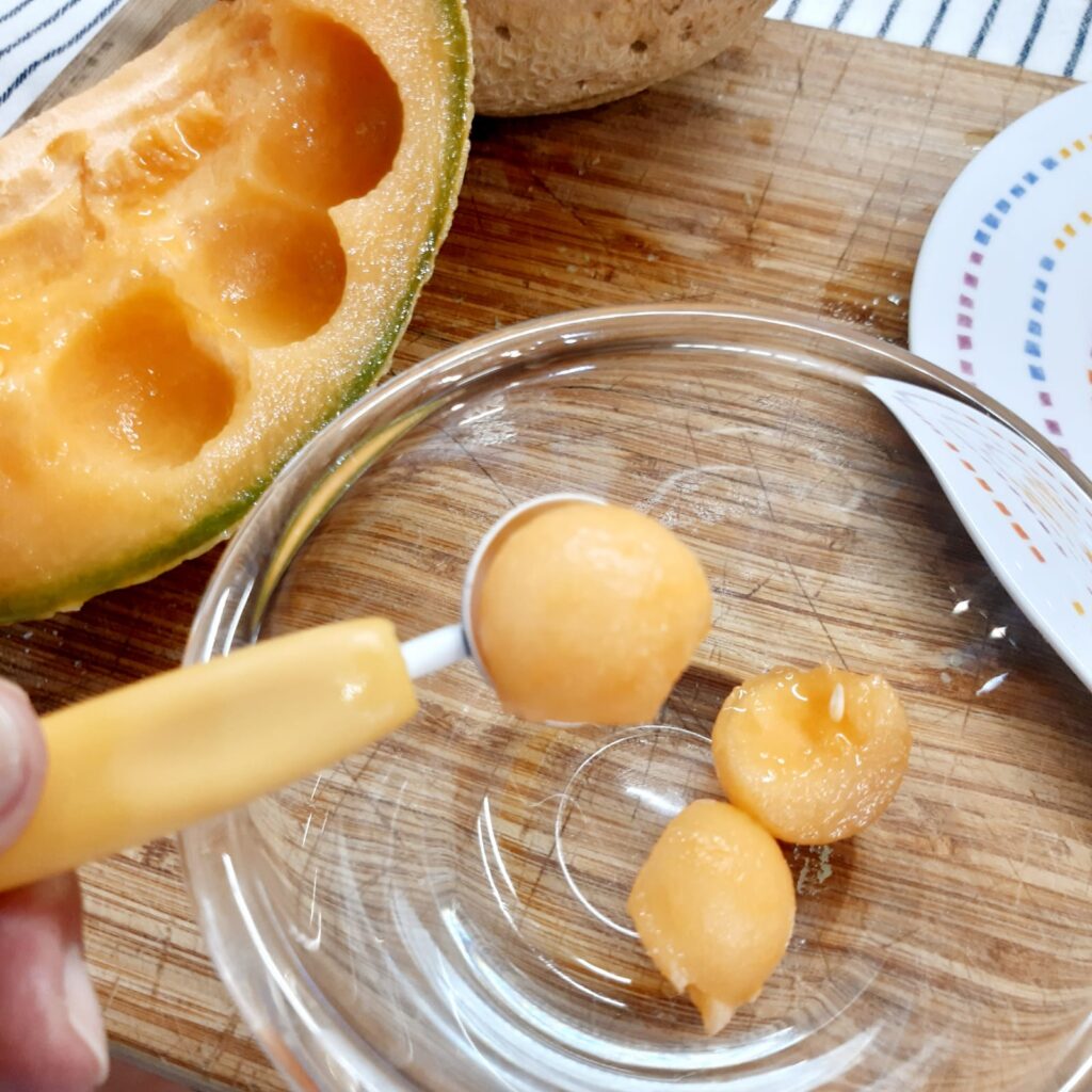 gamberoni con avocado e melone