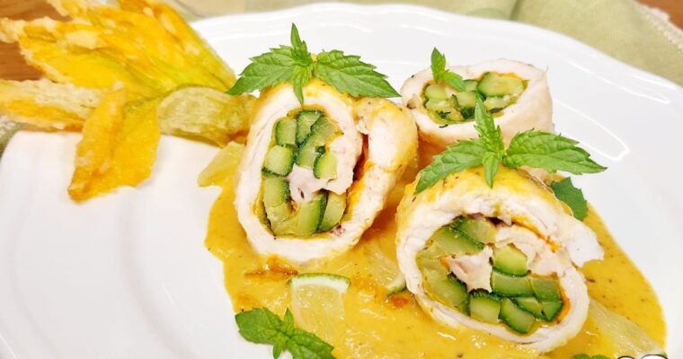 INVOLTINI DI POLLO CON ZUCCHINE E CREMA DI FIORI