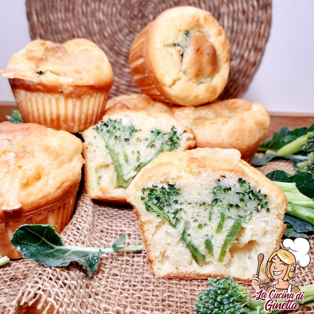 muffin con broccolo siciliano e fontina