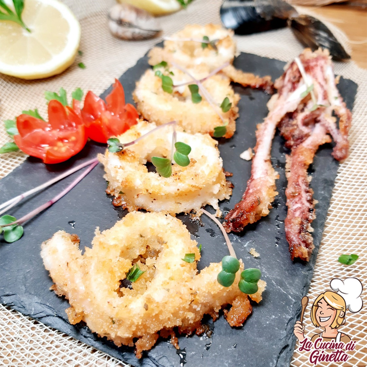 anelli di calamari gratinati