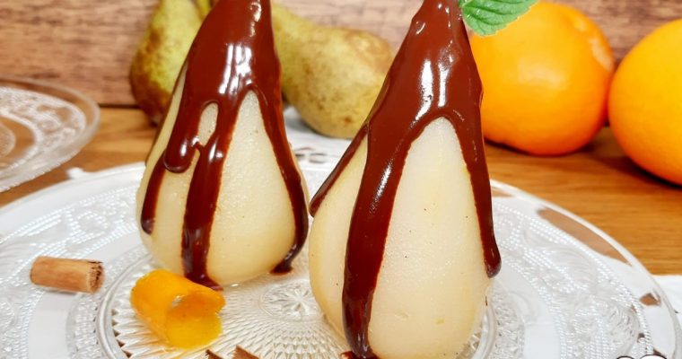 PERE SCIROPPATE CON CIOCCOLATO FONDENTE