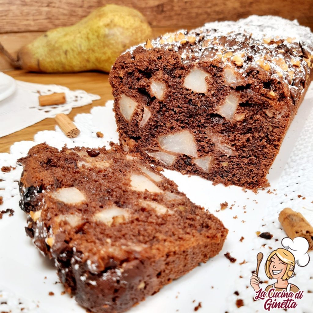 plumcake al cioccolato con pere e nocciole