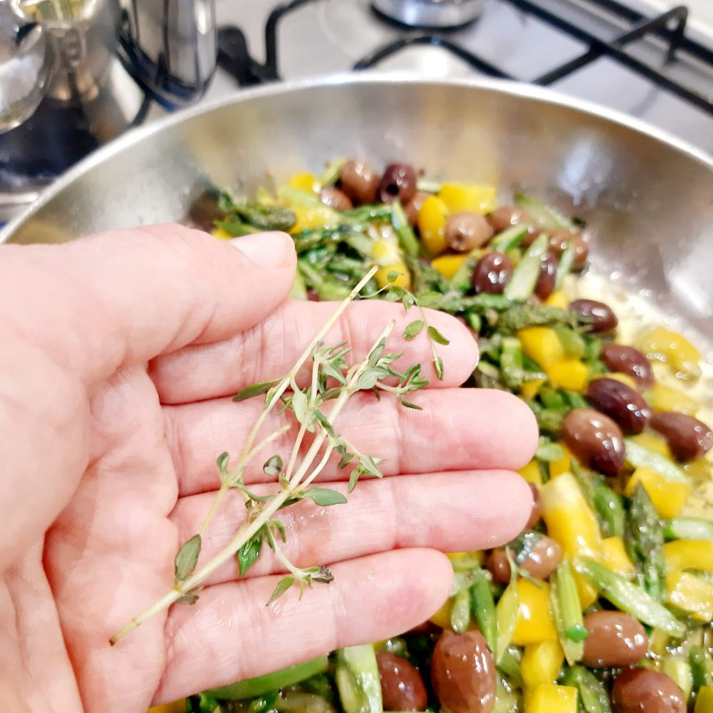 sedani di lenticchie in insalata con asparagi