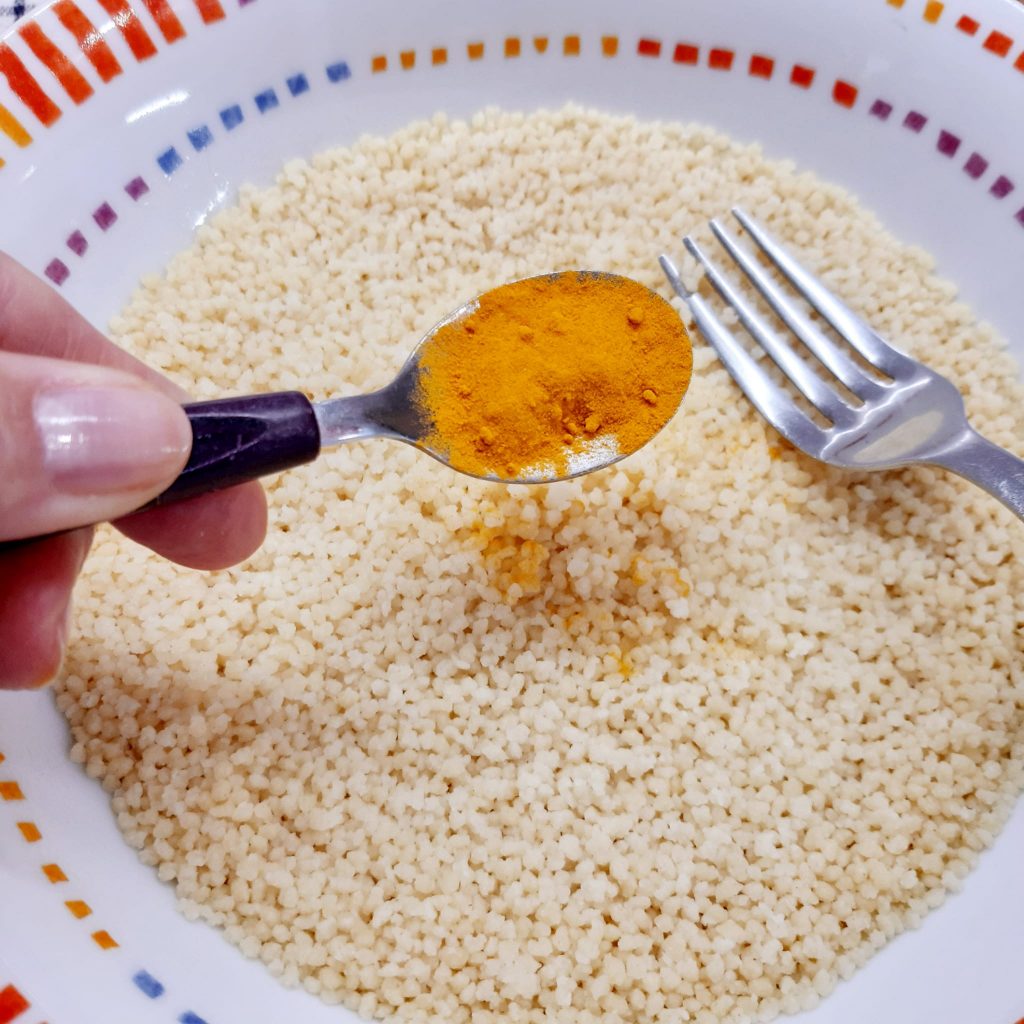 polpettine di cous cous  con verdure e gamberi