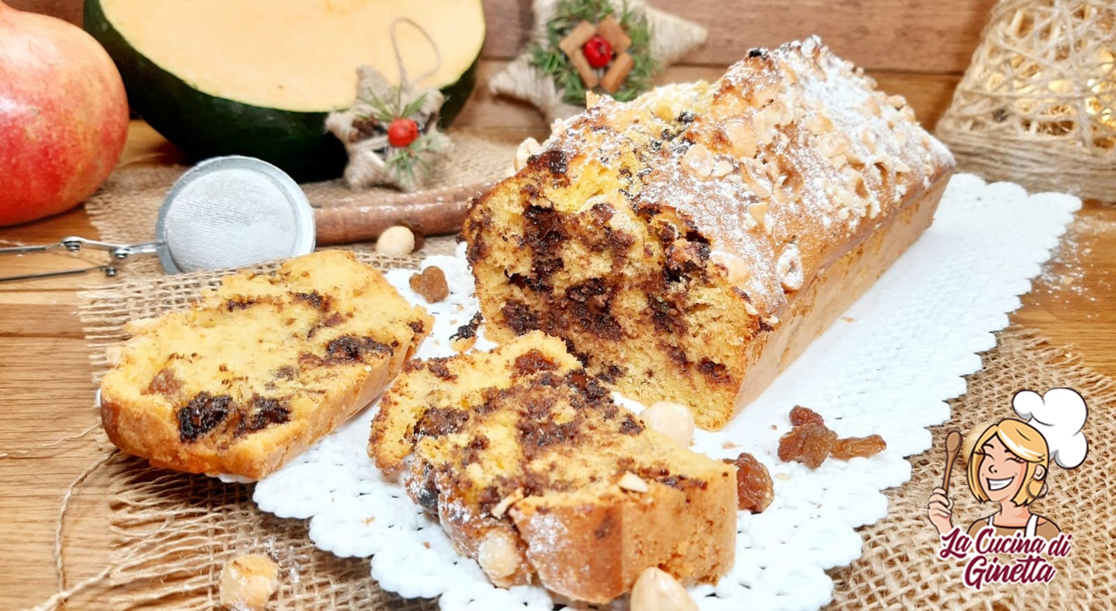 plumcake alla zucca con cioccolato e uvetta