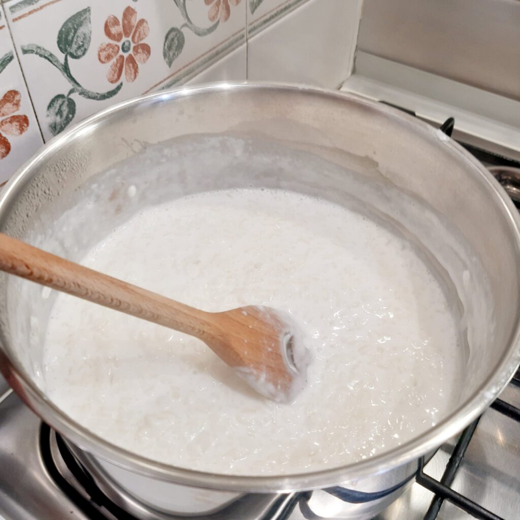 torta di riso con cocco e cioccolato