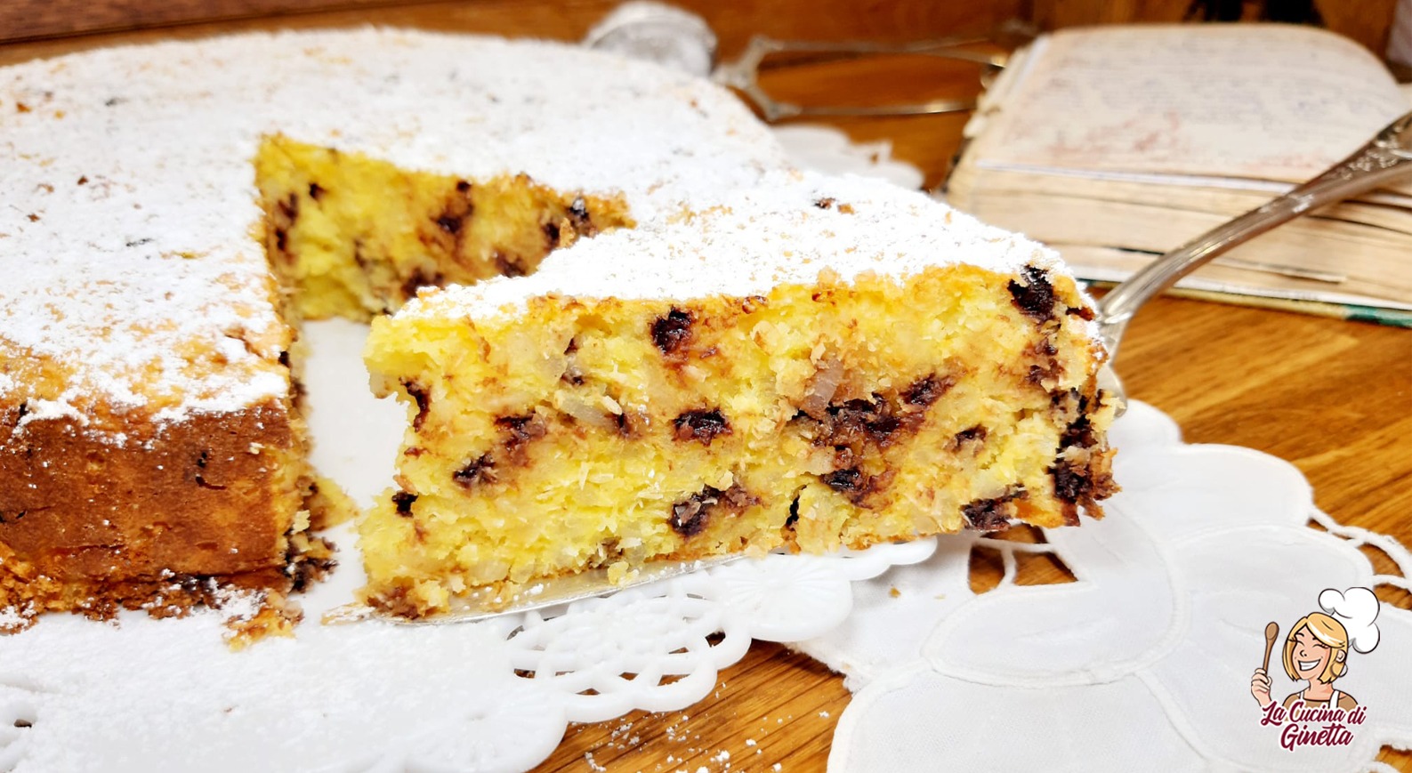 torta di riso con cocco e cioccolato