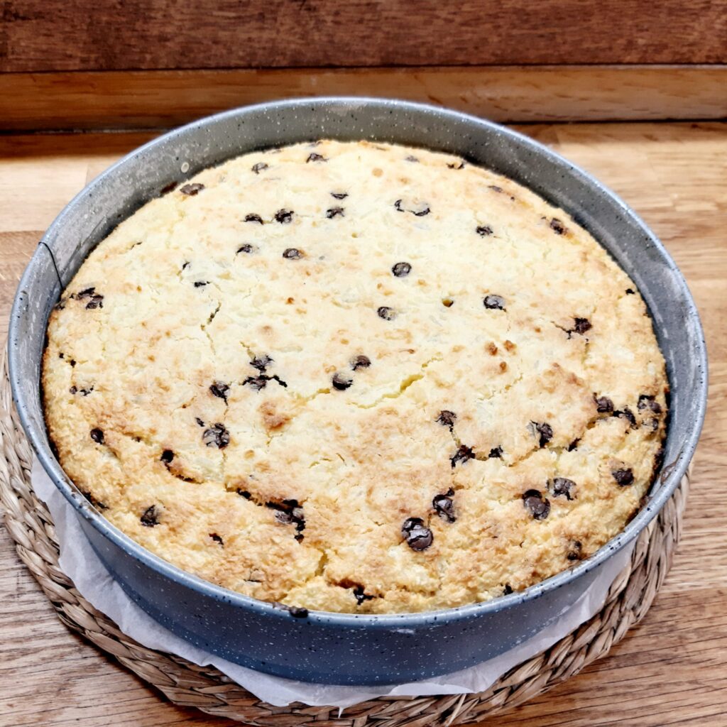 torta di riso con cocco e cioccolato