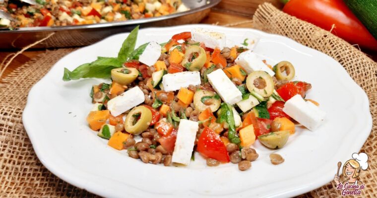 INSALATA DI LENTICCHIE VERDURE E FETA