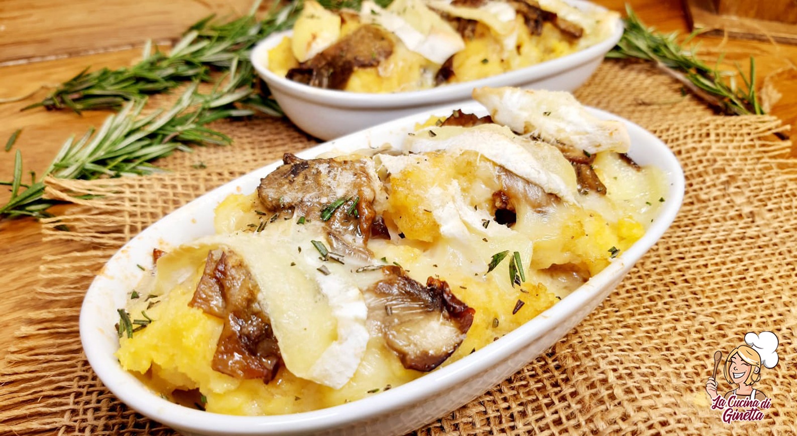 polenta al coccio con funghi e tomino fuso