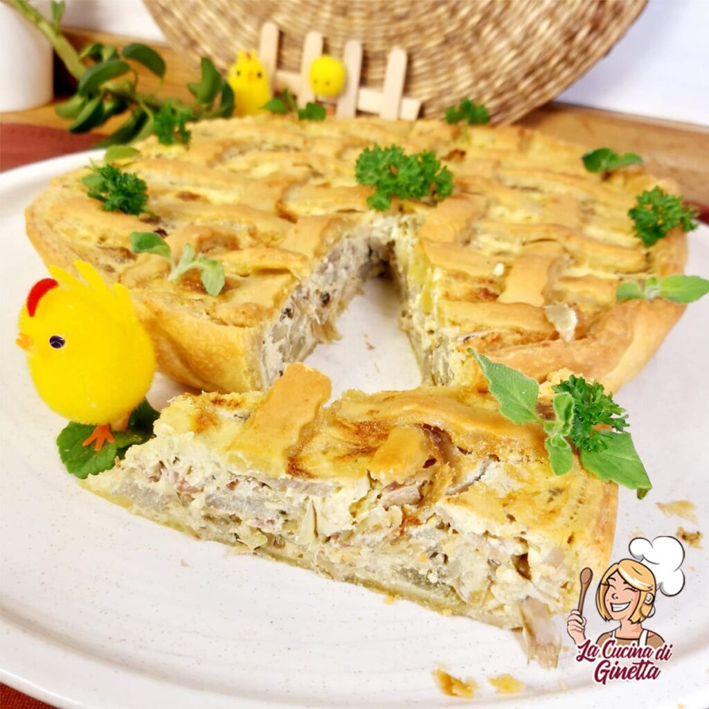 crostata salata con carciofi e speck