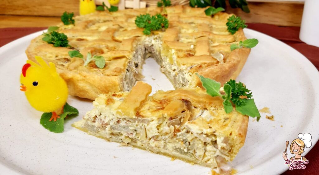 crostata salata con carciofi e speck