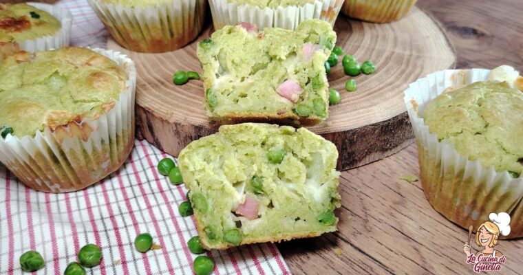 MUFFIN AI PISELLI CON PROSCIUTTO COTTO E FORMAGGIO