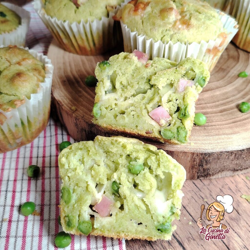 muffin ai piselli con prosciutto cotto e formaggio